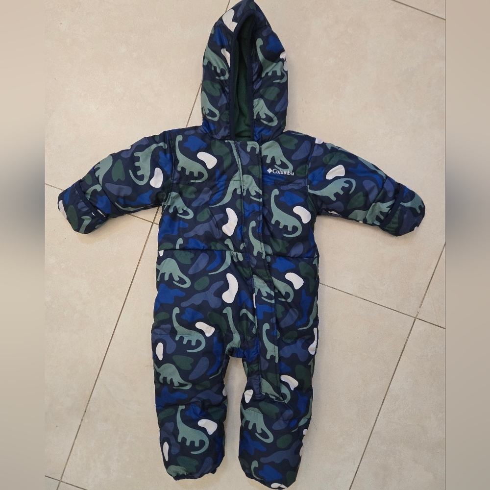 Columbia Baby Blue Green Dinosaur Camo Snuggly Bunny II Bunting